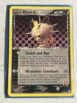 Rocket's Meowth 46/109 Team Rocket Returns Uncommon English Pokemon Card - Image 1