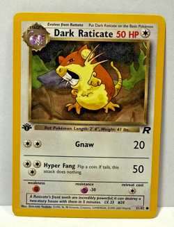 Dark Raticate 51/82 1st Edition Team Rocket Pokemon Card NM/Mint - Image 1