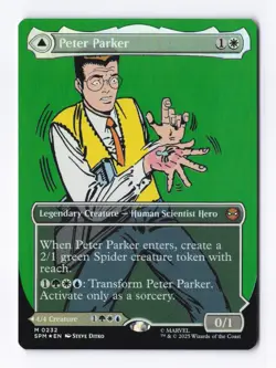 Peter Parker (Borderless) (Foil) 0232 (M) MTG Marvel's Spider-Man (SPM) * - Image 1