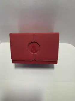 TCG Deck Box Flip Case Magnetic Dual Compartment Dice Tray MTG Pokemon CCG Red - Image 1