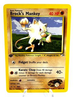 1st Edition Brock's Mankey 68/132 - Gym Heroes - Common - Pokemon - NM - Image 1
