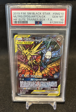PSA 10 Pokemon Hidden Fates Promo Moltres & Zapdos & Articuno GX #SM210 GEM MINT - Image 1