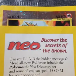 Sealed 2001 Entei Reverse Holo Pokemon Neo Discovery Black Star Movie Promo VTG - Image 2