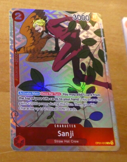 ONE PIECE ENGLISH CARD HOLO GAME CARTE SANJI OP01-013 ALT EN MINT - Image 1