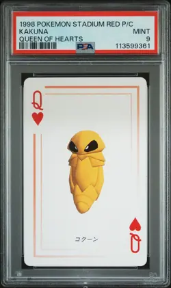 1998 POKEMON STADIUM RED VERSION PLAYING CARDS QUEEN OF HEARTS KAKUNA PSA 9 - Image 1