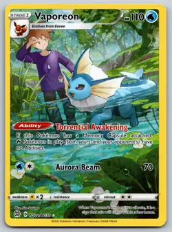 Vaporeon TG02/TG30 SWSH09: Brilliant Stars Trainer Gallery LP Pokemon Card TCG - Image 1