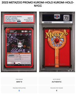 POP 6 PSA 9 AUTO SKETCH KELSEY KUROMI NYCC FH PROMO HELLO KITTY Metazoo card tcg - Image 1