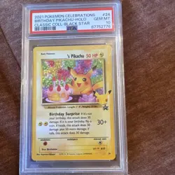 PSA 10 Birthday Pikachu 24 Celebrations Black Star Promo Pokemon Card - Gem Mint - Image 1