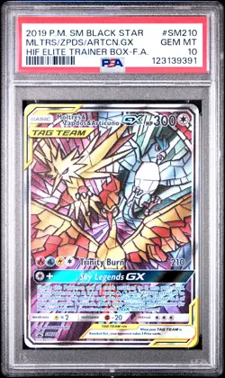 2019 POKEMON SM BLACK STAR PROMO FULL ART/MOLTRES & ZAPDOS & ARTICUNO GX PSA 10 - Image 1