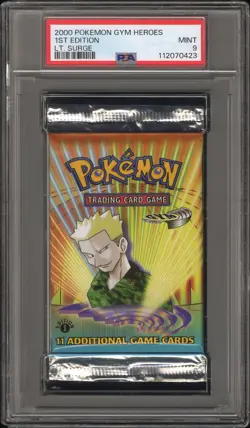 2000 POKEMON GYM HEROES PACK 1ST EDITION LT. SURGE FOIL PSA 9 - Image 1