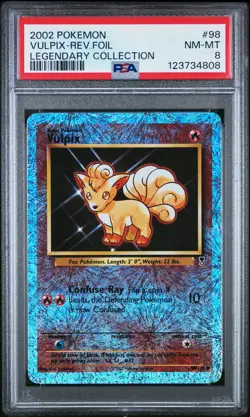 2002 POKEMON LEGENDARY COLLECTION #98 VULPIX-REVERSE FOIL PSA 8 - Image 1