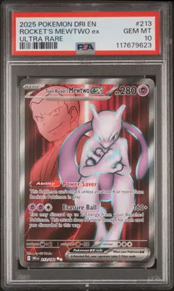 2025 POKEMON DRI EN-DESTINED RIVALS ULTRA RARE TEAM ROCKET'S MEWTWO EX PSA 10 - Image 1