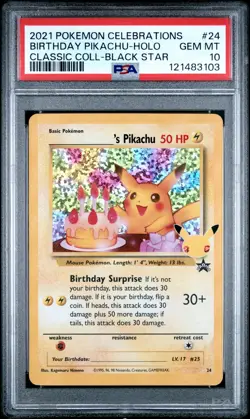 2021 POKEMON CELEBRATIONS CLASSIC COLL #24 BIRTHDAY PIKACHU-HOLO PSA 10 - Image 1