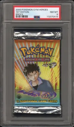 2000 POKEMON GYM HEROES PACK 1ST EDITION -BROCK FOIL PSA 8 - Image 1
