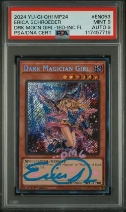 2024 YU-GI-OH! MP24 1ST ED-INCORRECT FOIL #EN053 DARK MAGICIAN GIRL PSA 9 AUTO 9 - Image 1