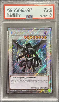 2024 PSA 10 YUGIOH RA03 PLATINUM SECRET RARE DARK END DRAGON 💫 - Image 1