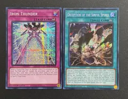 2025 YUGIOH MP25 1ST ED SECRET RARE IRON THUNDER & DECEPTION SINFUL SPOILS NM - Image 1