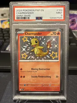 Pokemon PAF en Paldean Fates Charmander 2024 PSA Mint 9 Shiny Rare Card 109/091 - Image 1
