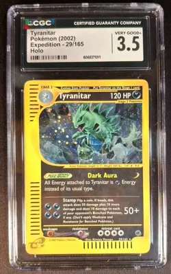 CGC 3.5 Tyranitar 2002 Expedition 29/165 Holo Pokemon Card - Image 1