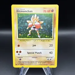 Hitmonchan Holo Rare Base Set Unlimited 7/102 Pokemon Card Vintage 1999 LP - Image 1