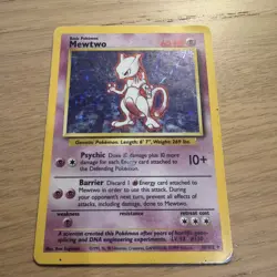 Pokemon Base Set Unlimited Mewtwo 10/102 Holo Rare Card - Image 1