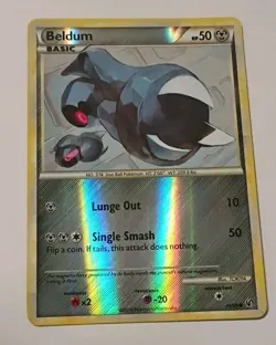 Pokemon Card Beldum Undaunted 43/90 Reverse Holo Common TCG LP/NM Nintendo 2010 - Image 1