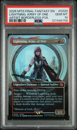 2025 MTG Final Fantasy Lightning, Army Of One Artist Borderless Foil #320 PSA 10 - Image 1