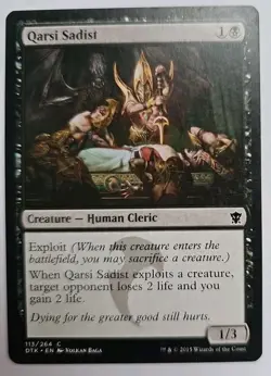 MTG Magic The Gathering Card Qarsi Sadist Creature Human Cleric Black DTK 2015 - Image 1