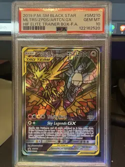 2019 POKEMON SM BLACK STAR PROMO FULL ART/MOLTRES & ZAPDOS & ARTICUNO GX PSA 10 - Image 1