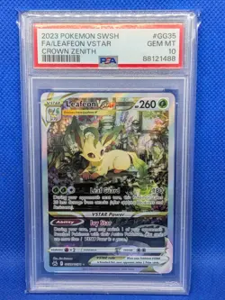 2023 POKEMON SWORD & SHIELD CROWN ZENITH #GG35 FULL ART/LEAFEON VSTAR PSA 10 - Image 1