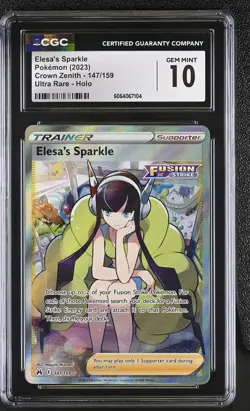 CGC 10 Elesa's Sparkle 147/159 Ultra Rare Crown Zenith Pokemon Card - Image 1