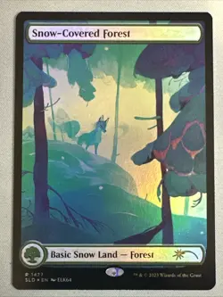 MTG / Snow-Covered Forest / SLD / #1477 / RAINBOW FOIL / Rare / NM - Image 1