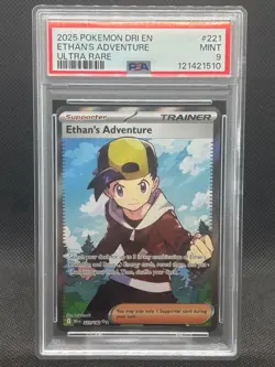 2025 PSA 9 MINT Pokemon Card Destined Rivals #221 Ethan's Adventure Ultra Rare - Image 1