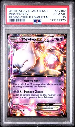 2016 POKEMON XY BLACK STAR PROMO TRIPLE POWER TIN #XY107 MEWTWO EX PSA 10 - Image 1