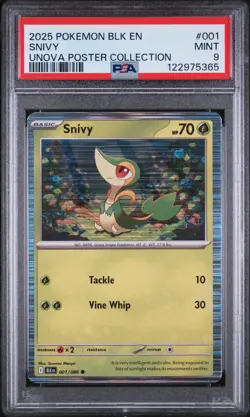 2025 POKEMON BLK EN-BLACK BOLT UNOVA POSTER COLLECTION #001 SNIVY PSA 9 - Image 1