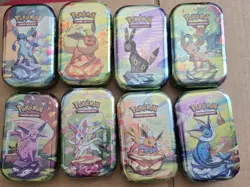 FACTORY SEALED Pokemon Scarlet Violet Prismatic Evolutions Mini Tin Lot Of 8 - Image 1