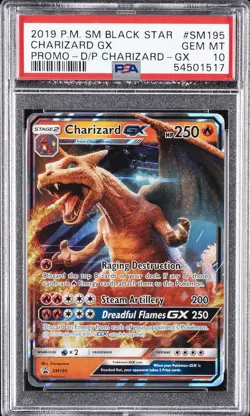 2019 POKEMON SM BLACK STAR PROMO #SM195 CHARIZARD GX PSA 10 - Image 1