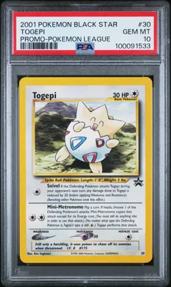 2001 POKEMON PROMO BLACK STAR POKEMON LEAGUE #30 TOGEPI PSA 10 - Image 1