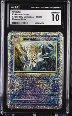 Pokemon 2x LOT Mewtwo EX Holon Phantoms + Omastar Reverse CGC 10 - Image 2