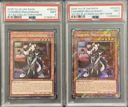 2025 PSA 9 YUGIOH RA04 PLATINUM SECRET & COLLECTORS RARE CHAMBER DRAGONMAID SET - Image 1