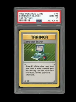 POKEMON PSA 10 GEM MINT COMPUTER SEARCH 1ST EDITION SHADOWLESS BASE SET CARD - Image 1