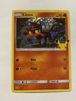 Mcdonalds Pokemon 25th Anniversary Card Holo Scorbunny And Holo Litten - Image 3
