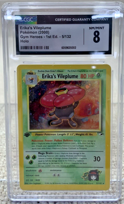 CGC 8 NM/MINT Erika's Vileplume Gym Heroes 1st Edition 5/132 Holo Pokemon Card - Image 1