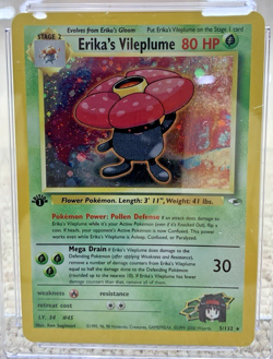CGC 8 NM/MINT Erika's Vileplume Gym Heroes 1st Edition 5/132 Holo Pokemon Card - Image 3
