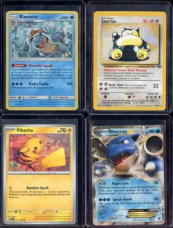 Lot of (4) Assorted Pokemon English Cards Pikahcu Blastoise Snorlax Blastoise Ex - Image 1