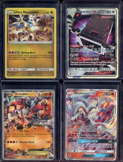 Lot of (4) Assorted Pokemon English Cards Groudon Reshiram Necrozma Stakataka - Image 1