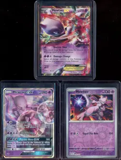 Lot of (3) Mewtwo Pokemon Cards Mewtwo Gx Mewtwo Ex SM196 SCR 62/162 - Image 1