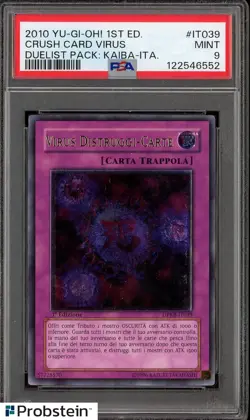 2010 Yu-Gi-Oh! 1st Ed Duelist Kaiba Italian #IT039 Crush Card Virus PSA 9 MT - Image 1