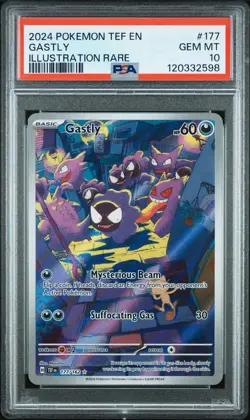 Pokemon TCG Gastly Illustration Rare Card Temporal Forces 177/162 PSA 10 - Image 1