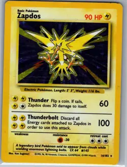 Zapdos 16/102 Holo - WOTC Base Set - Pokemon Card - MP - Image 1